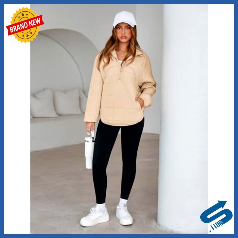 Lightweight Quilted Pullover Jacket Half Zip Puff… - image 5